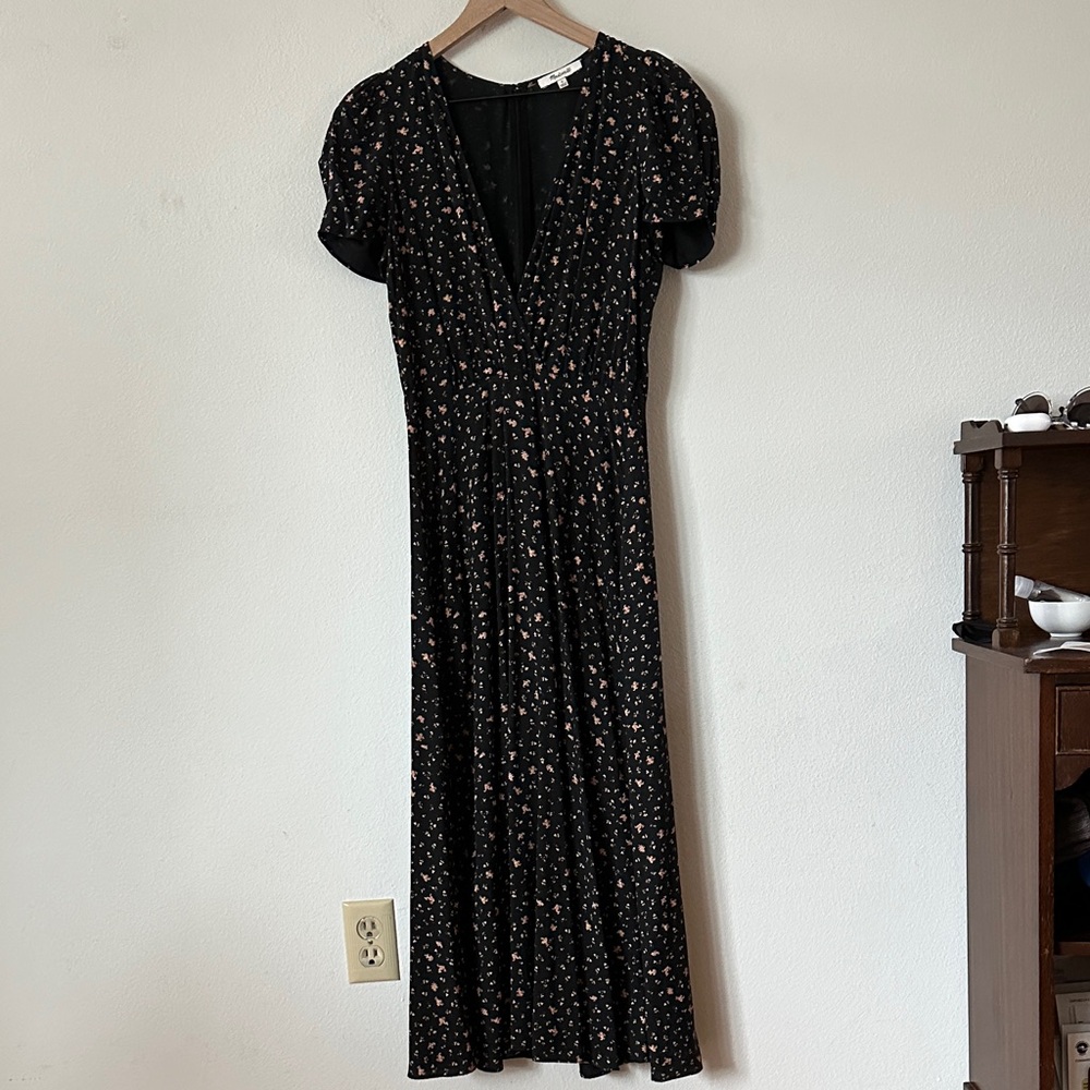 MADEWELL Floral Black Midi Dress